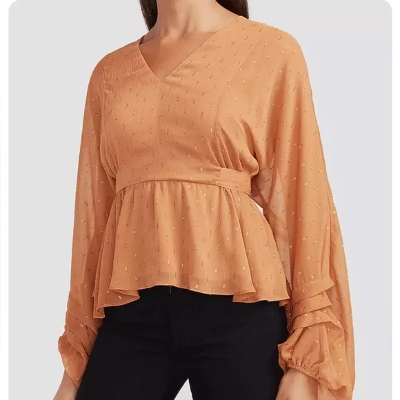 Clip-dot Tie Blouse NWT by Express - Picture 3 of 10